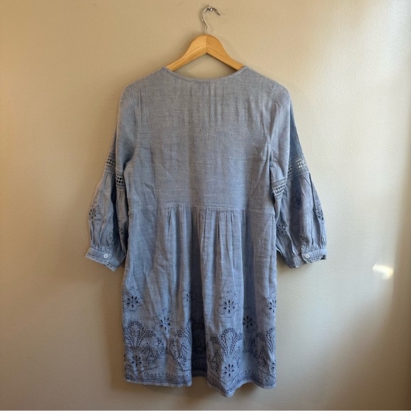 Tommy Bahama St. Lucia Split Neck Linen-blend Mini Dress In Blue - Picture 5 of 5